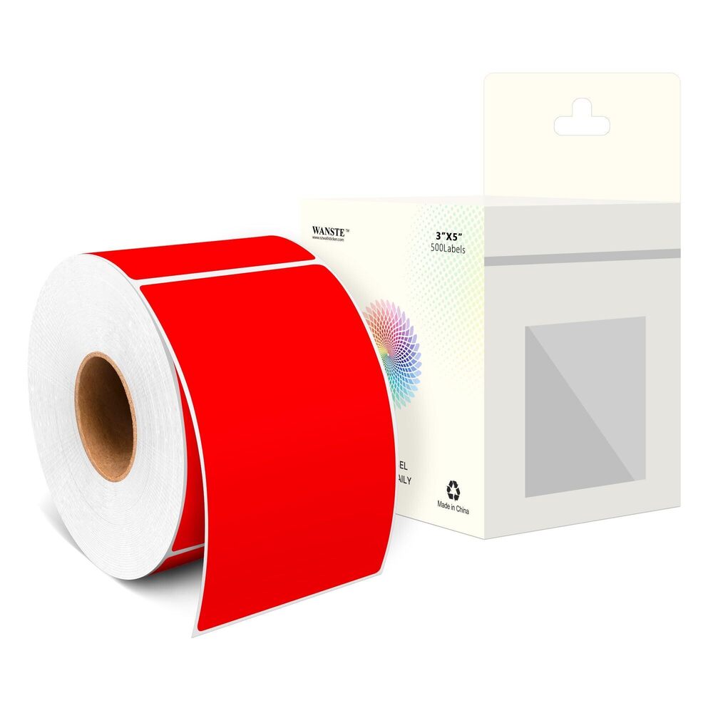 2539 3 x 5 Inch 500Pcs Rectangle Color Coding Stickers,Red Moving Box